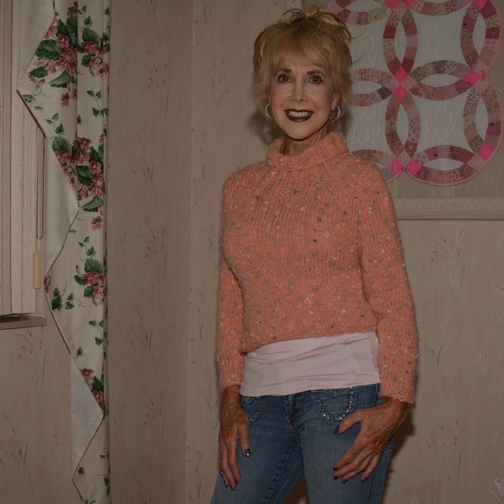 Peach acrylic crop sweater